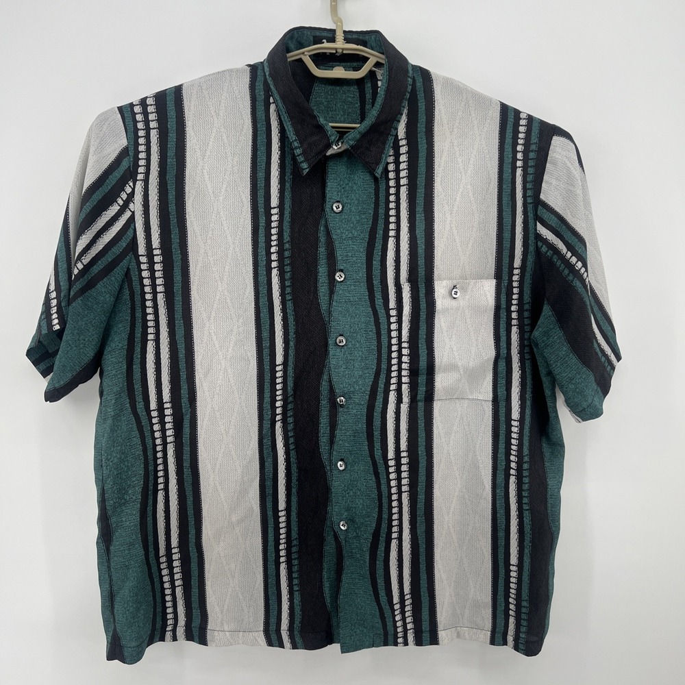 Vintage Alan Stuart Shirt Mens XL Multicolor Abstract Button Up USA 90s